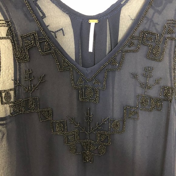 Free People Sheer Beaded Run With It Cropped Top - Picture 3 of 9